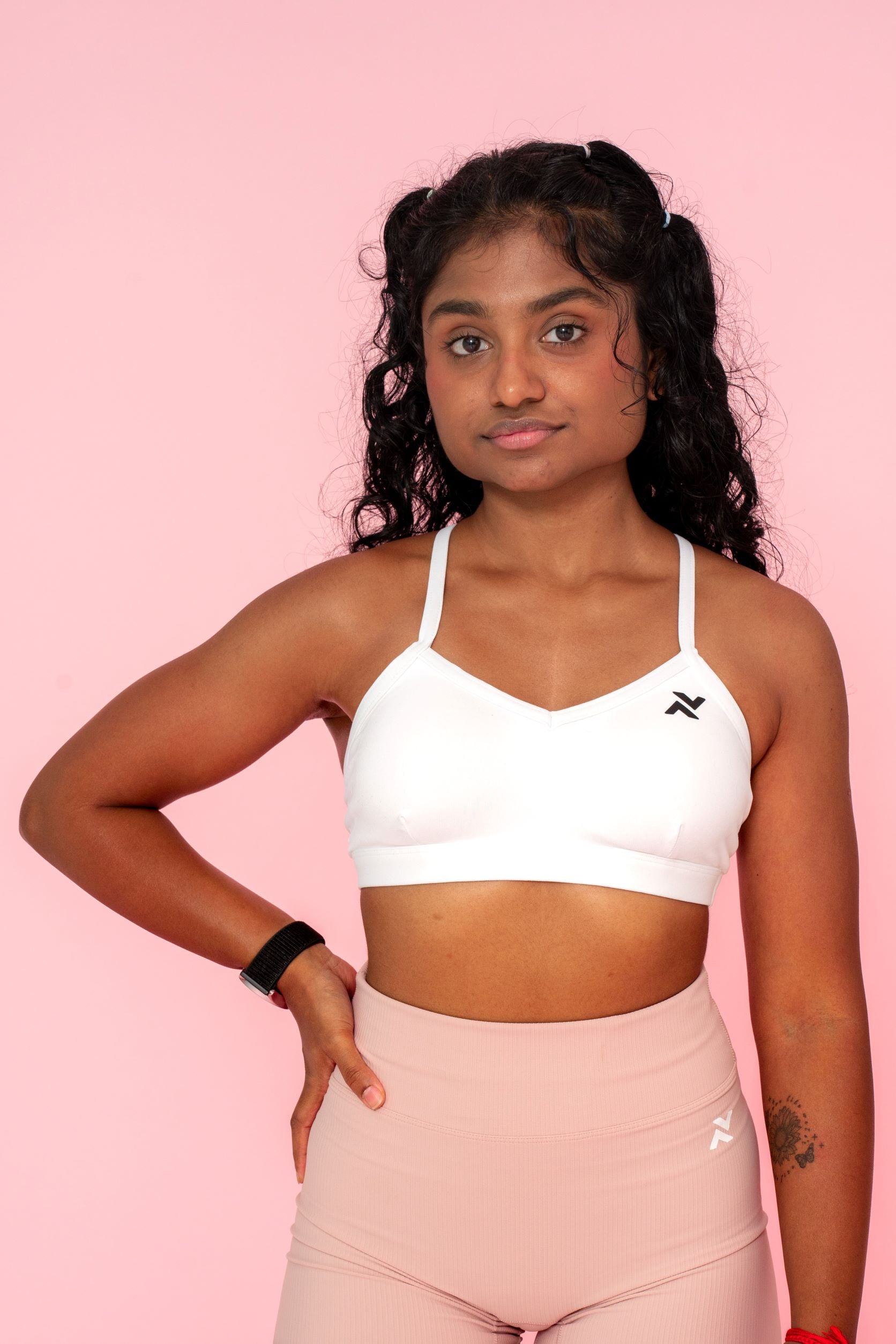 white v neck sports bra