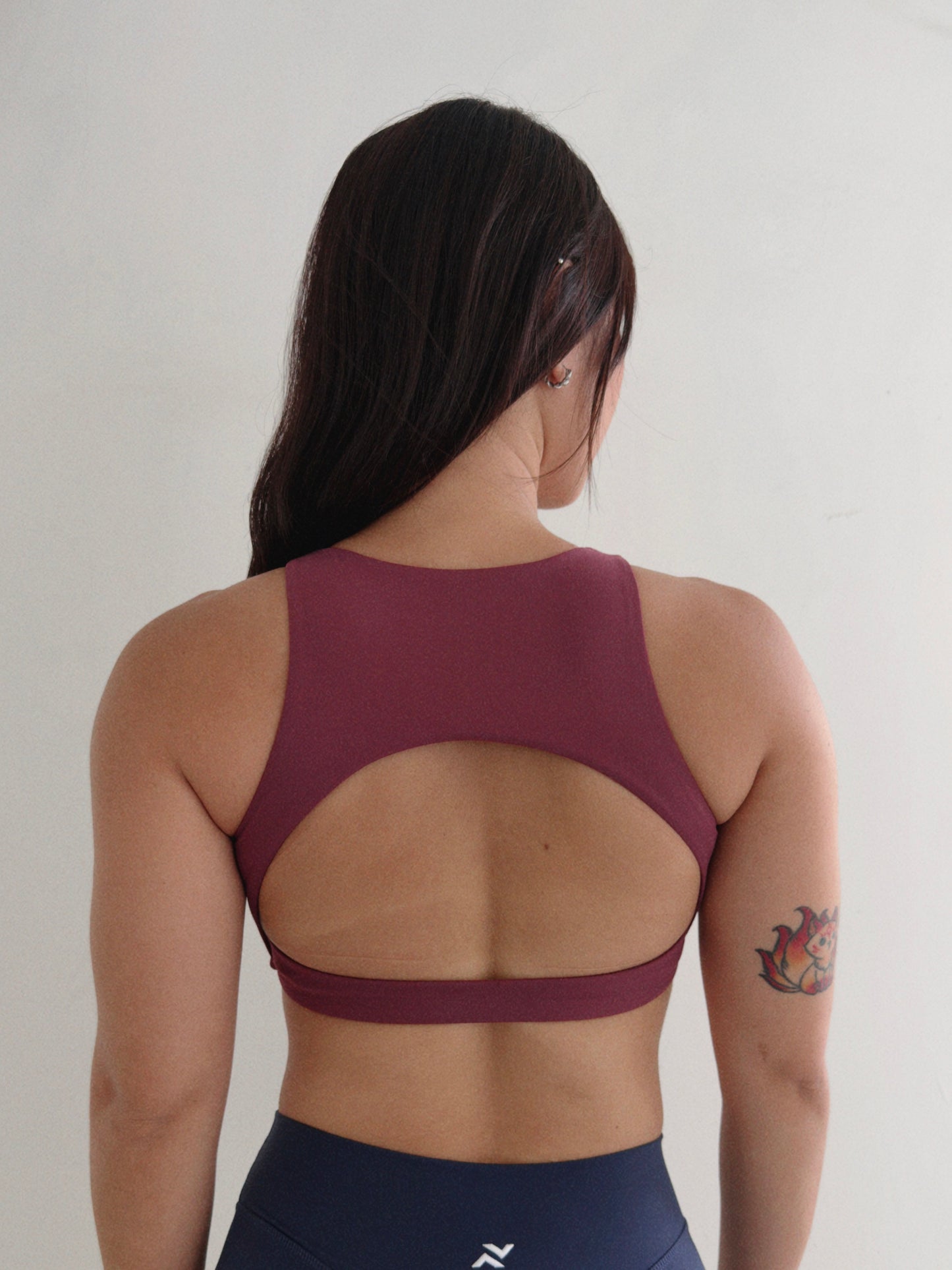 The Halo Open-Back Crop - Red Acai