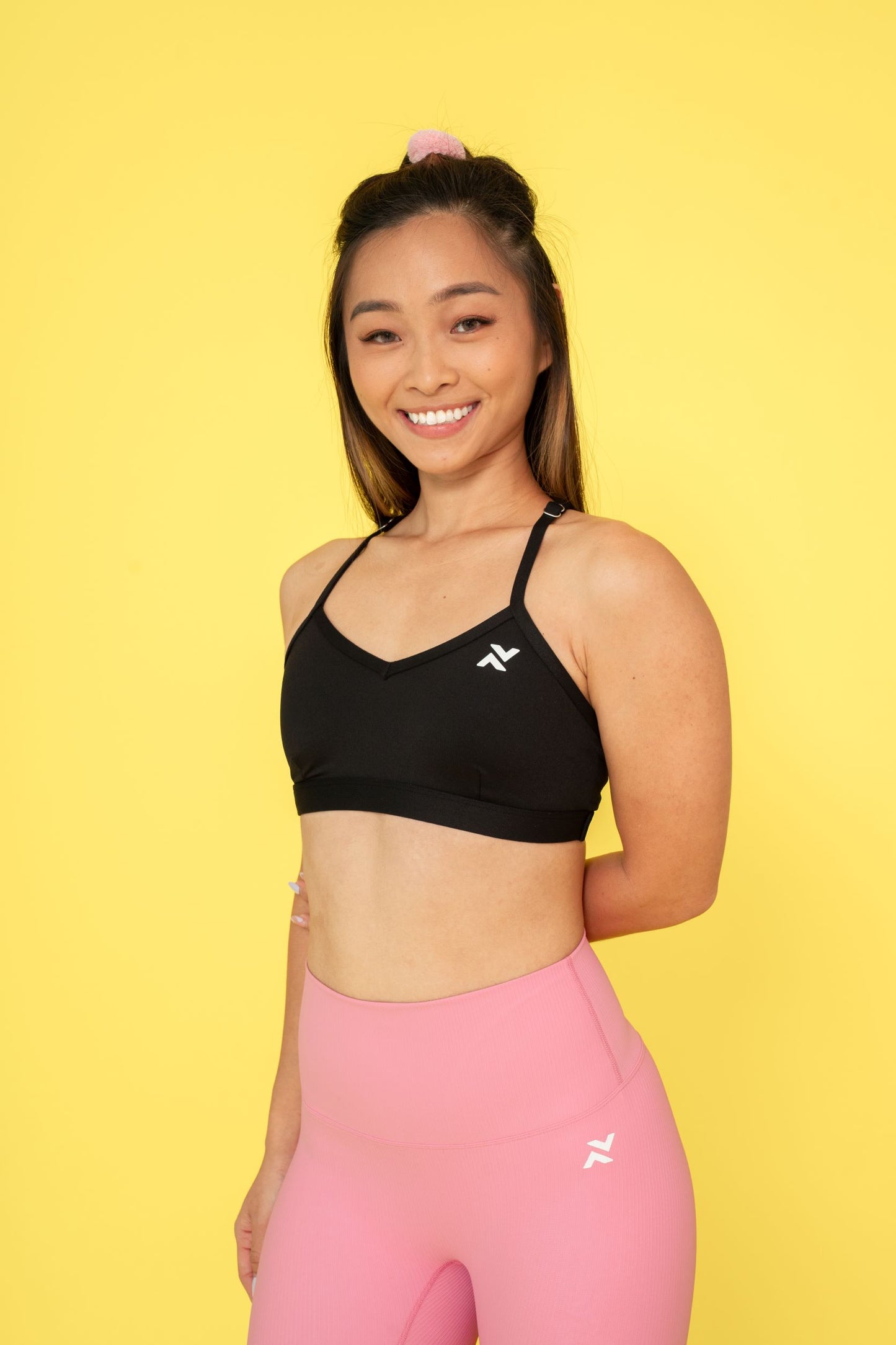 V Neck Sports Bra - Black